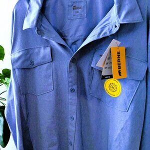BERNE MEN'S 3X BIG & TALL - LEISURE WORK SHIRT LIGHT BLUE
